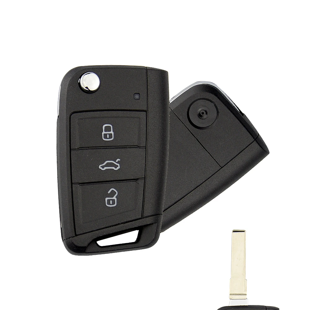 Okeytech Remote Car Key Shell Fob For VW Skoda Octavia A7 VW Golf 7 MK7 Seat Leon Pas Plastics/Matt/Shinny Metal Type HU66 Blade