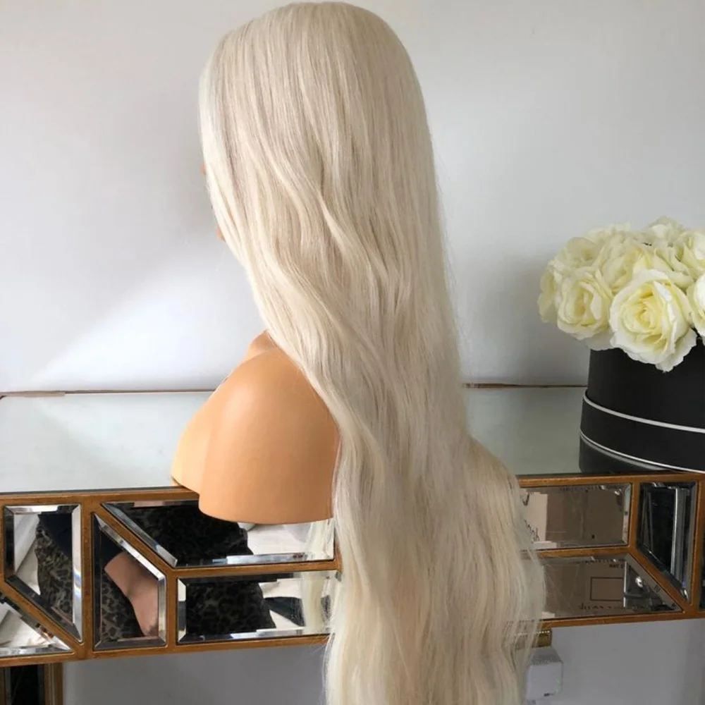 Perruque Lace Front Wig synthétique ondulée, cheveux de bébé, sans colle, longue, préplumée, degré de chaleur 03/Wear, pour femmes noires