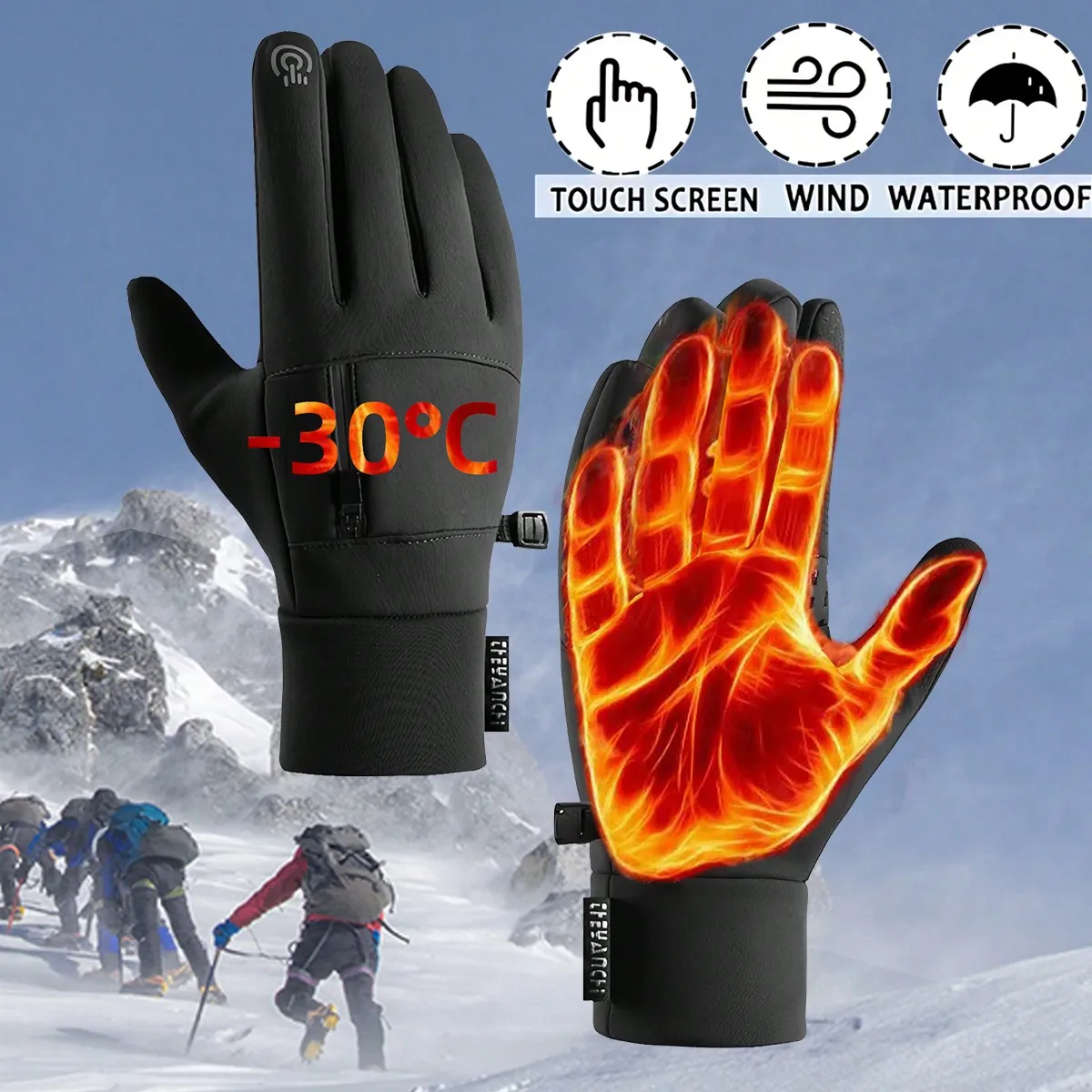 Guantes de ciclismo con pantalla táctil para motocicleta, guantes para exteriores, Scooter, resistentes al viento, impermeables, para deportes, montar, esquí, guantes cálidos para correr