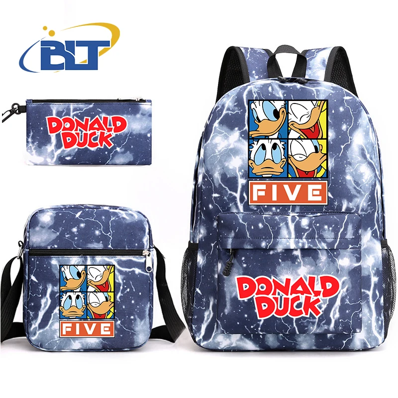 MINISO Donald Duck printed student school bag set Children's pencil case shoulder bag backpack 3-piece set