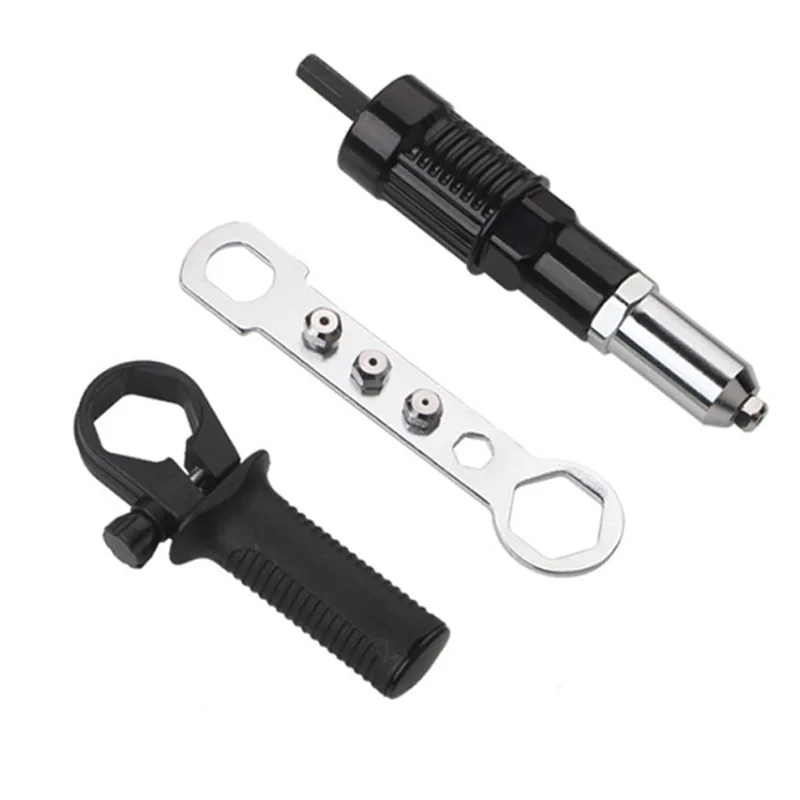 Electric Riveting Gun Adapter 2.4mm-4.8mm Rivet Nut Gun Drill Bit Nozzle Cordless Conversion Connector Power Tools