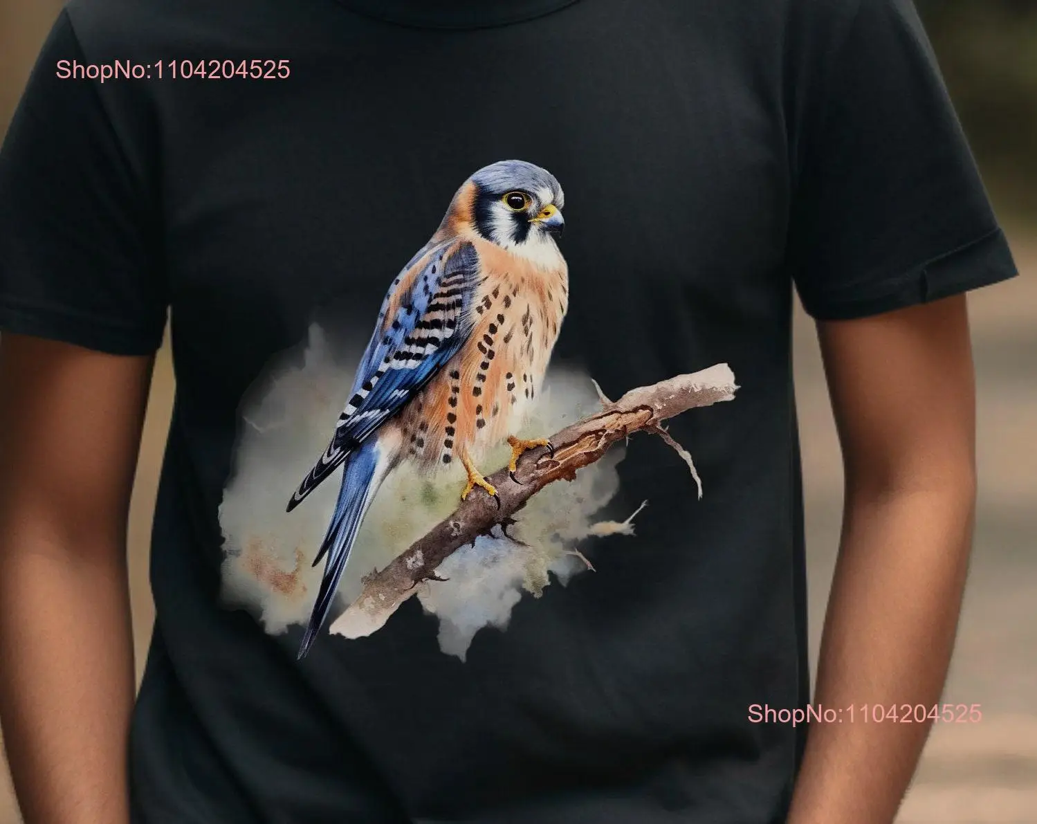 American Kestrel on a branch t shirt resting gift for any birder hiker or outdoorsy person long or short sleeves