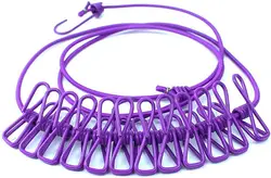 Portable Travel Clothesline Windproof Travel Clothesline Retractable Elastic Laundry Clothesline with 12 Clothespins.