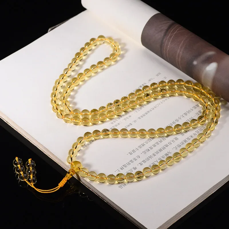 High Quality Second Generation Brazil Citrine Bracelet 108 PCs Buddha Beads Rosary Multi-Wrap Bracelet Men's and Women's Crystal