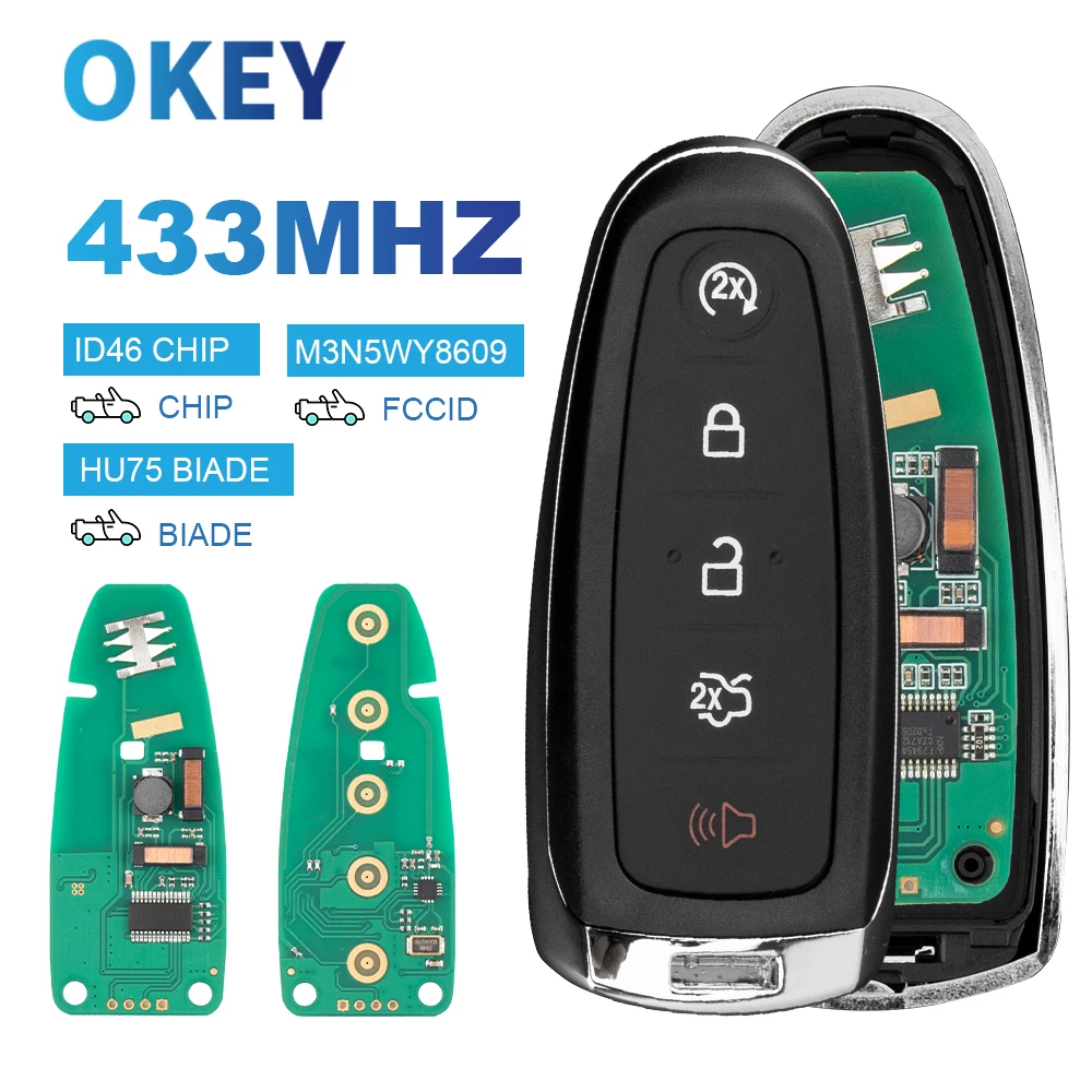 Okey Remote Car Key For Ford Explorer Edge Flex C-max Taurus 2011 2012 2013 2014 2015 433MHZ ID46 CHIP M3N5WY8609