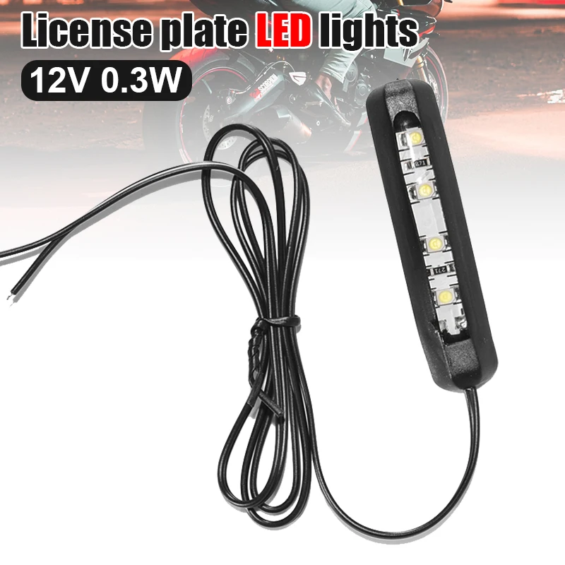 Car Motorcycle Led Tiny Rear Number Plate Light Lamp 12V 4Led Number Plate Tail Light Car License Plate Decoration Light Parts