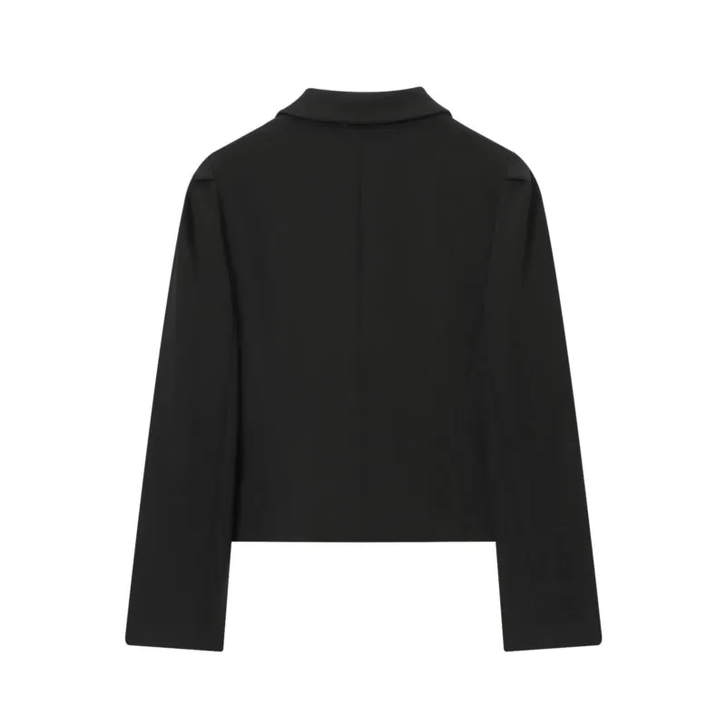 NERHEFZ Herbst Frauen Puff Sleeve Schößchen Blazer Revers Kragen Langarm frauen Casual Ausgestelltes Saum Mäntel Chic Weibliche Tops