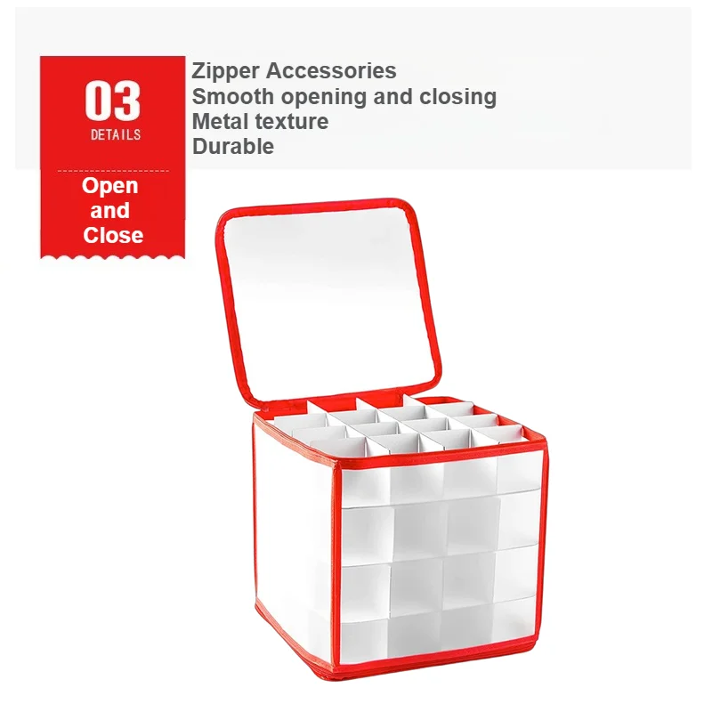 Large Capacity 64-Grid Christmas Ball Storage Box, Foldable Corrugated Divider Organizer for Holiday Ornaments Toys Muti-purpose