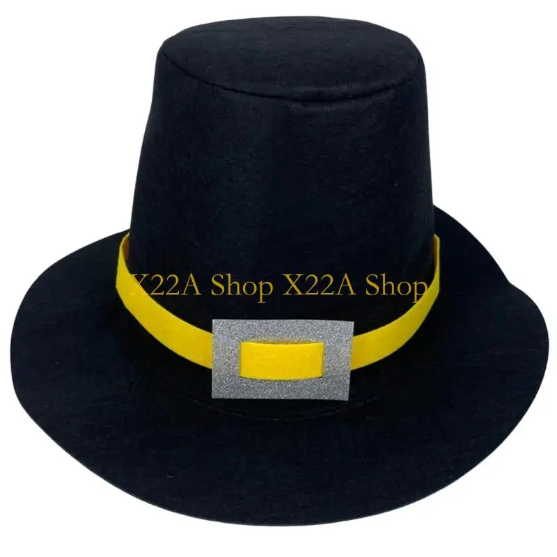 Unique Comfortable Pilgrims Hat Warm Top Hat for Winter Fall Fesitval Costume Props for Various Formal Activity Dressingup