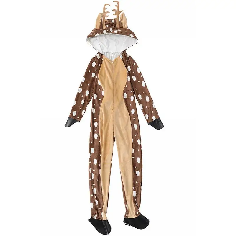 

Kids Reindeer Costume Girls Deer Costume Unisex Crystal Velvet Warm Christmas Onesie For Role Play Party Cosplay Pajamas