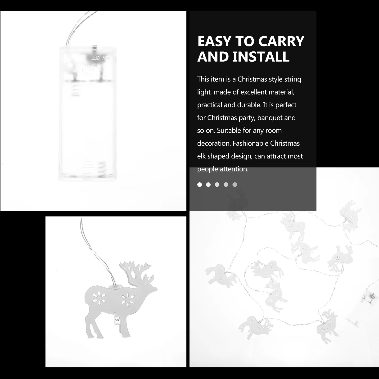 

1Pcs Decorative Christmas Elk Light String Energy Saving LED Xmas Ornament for Wall Window Decor String Light Xmas Style Lamp