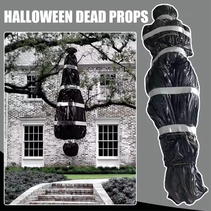 Halloween Dead Victim Prop Spooky Inflatable Fake Corpse in Bag Creepy Outdoor Body Decoration for Party Haunted House Yard