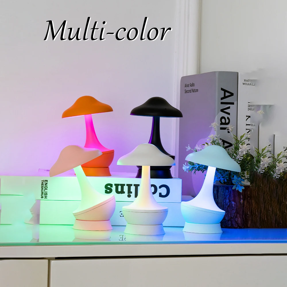 

Светодиодная настольная лампа в виде гриба, настольная лампа с RGB затемнением, перезаряжаемые ночники для спальни, прикроватная тумбочка, обеденный ночник, атмосферный декор