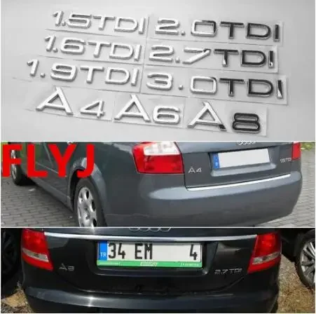 

Chrome Silver ABS 1.9 TDI 2.0 TDI 2.7 TDI A4 A6 A8 Q3 Q5 Q7 Car Body Rear Trunk Emblem Badge Sticker Turbo Direct Injection Sign