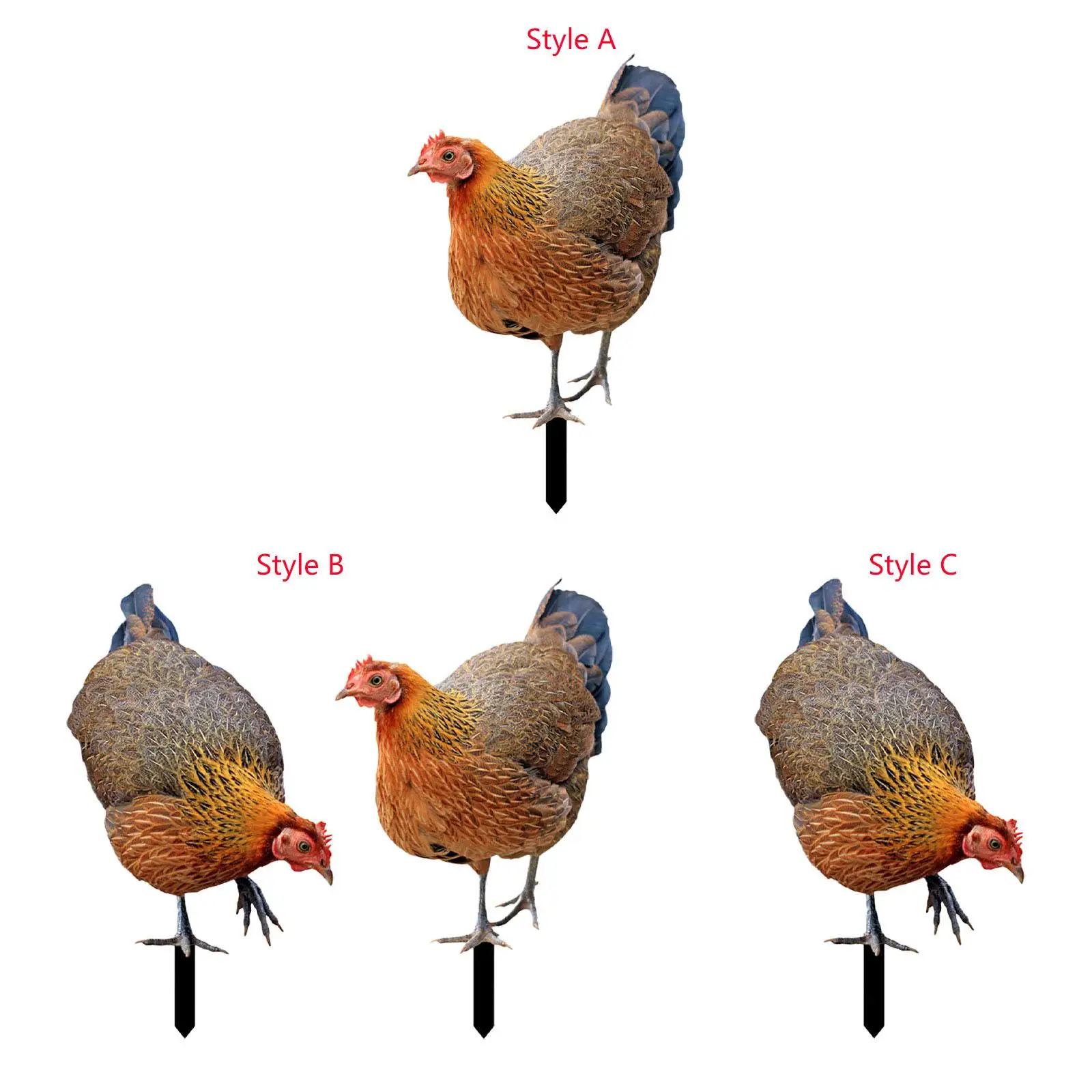 Hen Garden Stake Garden Decoration Artwork Yard Art Animal Figurine Animal Statue Stakes for Patio Fence Pathway Lawn Outdoor