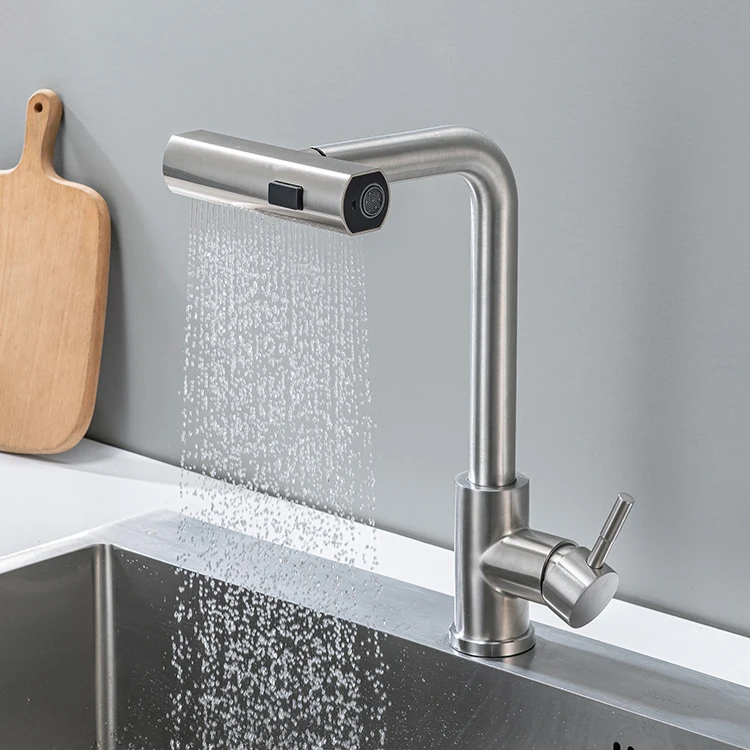 Feiyu Sentuh Keran Wastafel Dapur Tarik Ke Bawah Keran Mixer Wastafel Dapur Panas Dingin Keran Dapur Air Terjun Sentuh Baja Tahan Karat