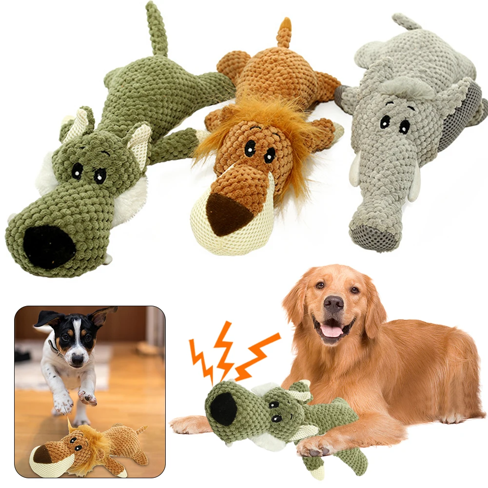 Pet Dog Toy Cute Plush Squeak Stuffed Toys Cartoon Puppy Dog Toy Puppy Teething Chewing Pet Dog Chew Squeak Toy Dog Accessories