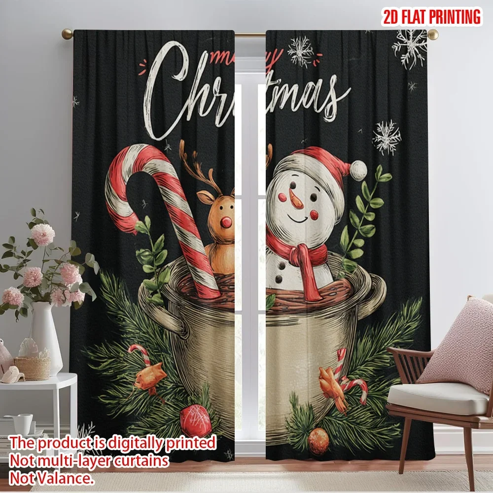 2pcs,2D plane printing Curtains&Window Treatment Cupcakes Hot Chocolate Versatile Polyester (without rod) Room Decor Ldeal for