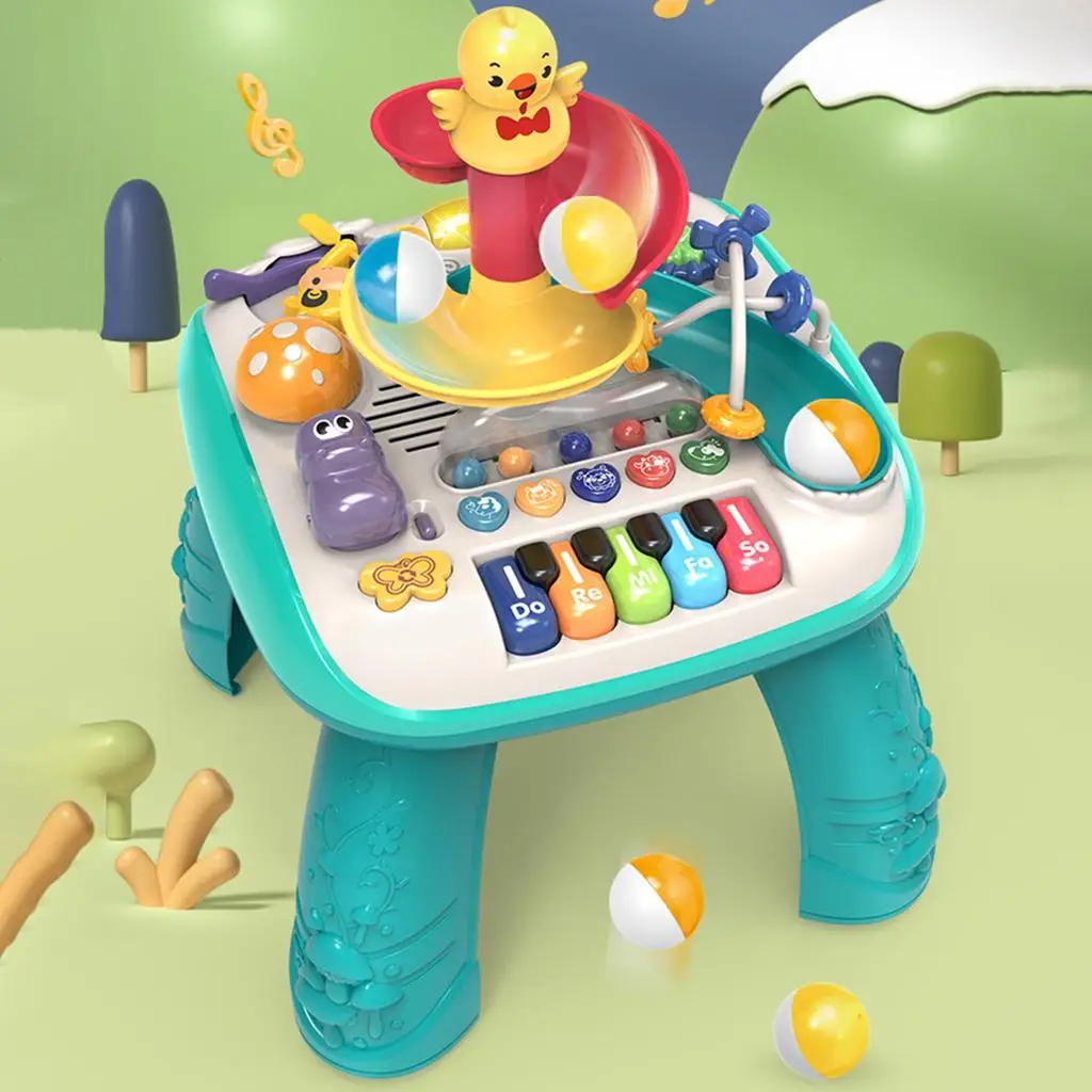 Multicolor Baby Activity Table Musical Learning Machine Interactive Play Center Musical Toys for New Year Gift Boys Infant Kids