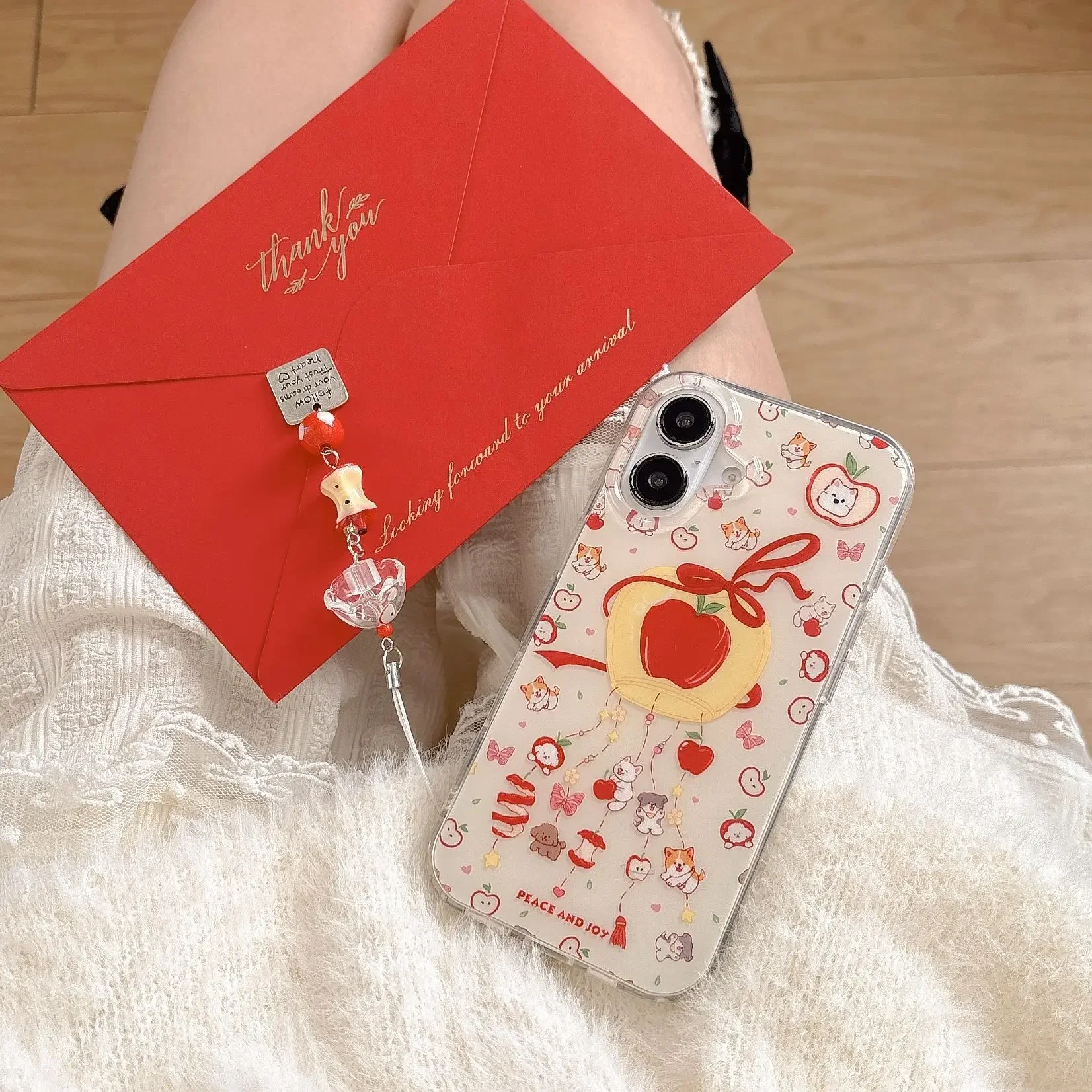 apple wind chimes Puppy Pendant Phone case For iPhone 16 15 14 13 12 Pro Max Case Cute Luxury Funny Cartoon shockproof Cover