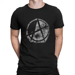 Anarchy Anarchist Symbols Distressed Stencil Sprayed Graffiti Style T Shirt Grunge Men Tees Summer Clothing Polyester O-Neck