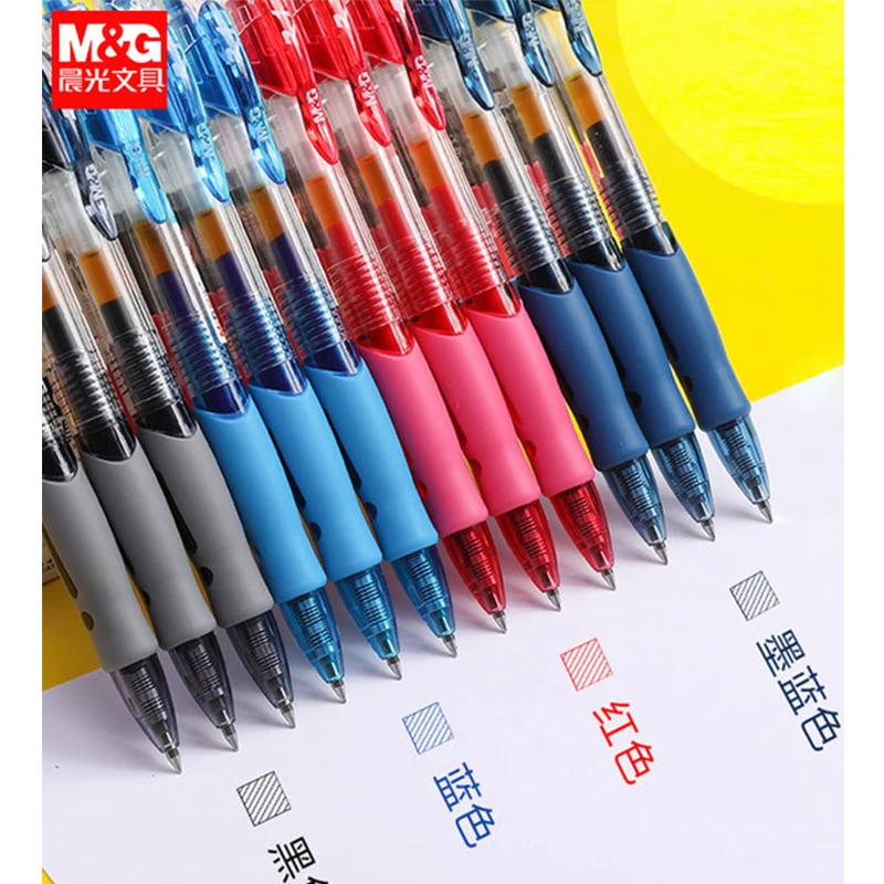 M&G Gel Pen 0.5mm Stationery Smooth Writing Retractable Ballpoint Pen & Refill Set Black/Red/Blue Ballpen School&Office Supplies view 2