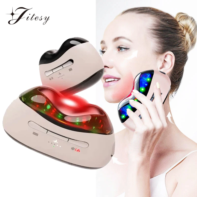 Neck Beauty Device High Frequency Skin Care Facial Sculpt Tool V Face Lift Photon Hot Cold Neck Face Gua Sha Facial Massager