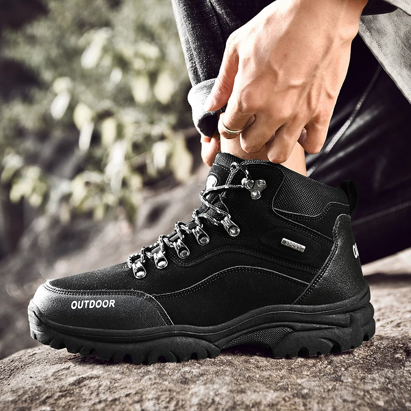 

High Top Men's Hiking Shoes Waterproof Leather Sneakers Anti-slip Outdoor Mountain Climbing Shoes for Men Trekking Hunting Boots