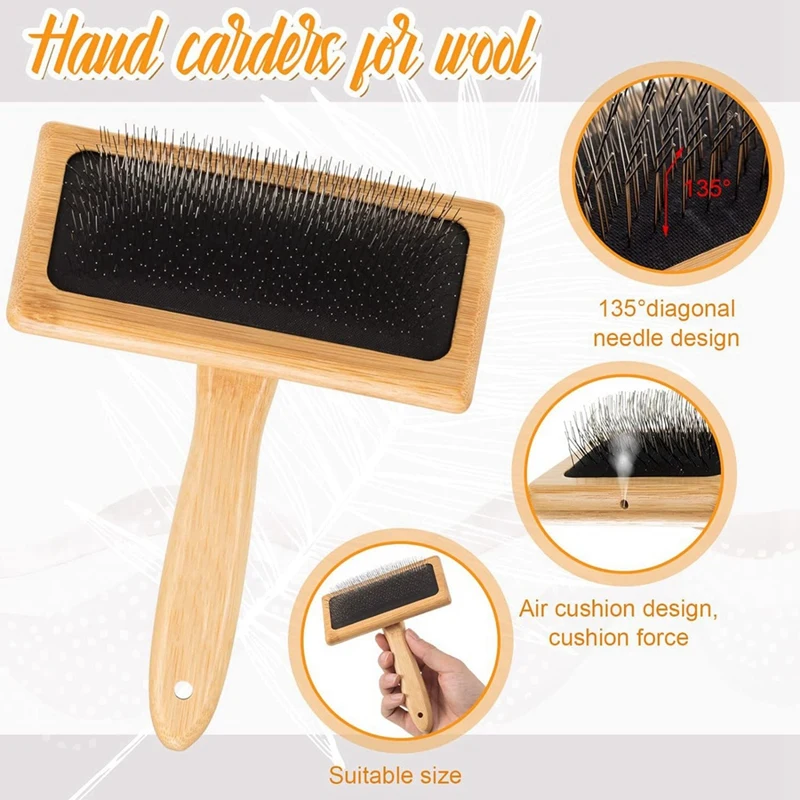 Wooden Hand Carders Slicker Brush Wool Brush Carding Brush As Shown For Dog Spinning Weaving Craft Supplies