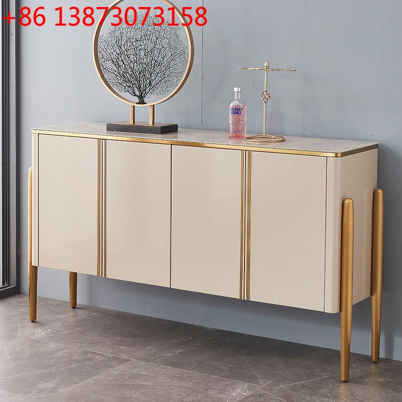Postmodern light luxury simple tempered glass stainless steel paint cabinet