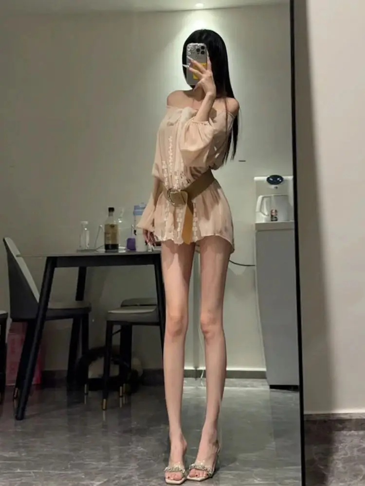 

Unique Fashionable One-Shoulder Chiffon Shirt Women's Top Elegant Spring 2026 Style French Style Loose Long Sleeve Casual Wear