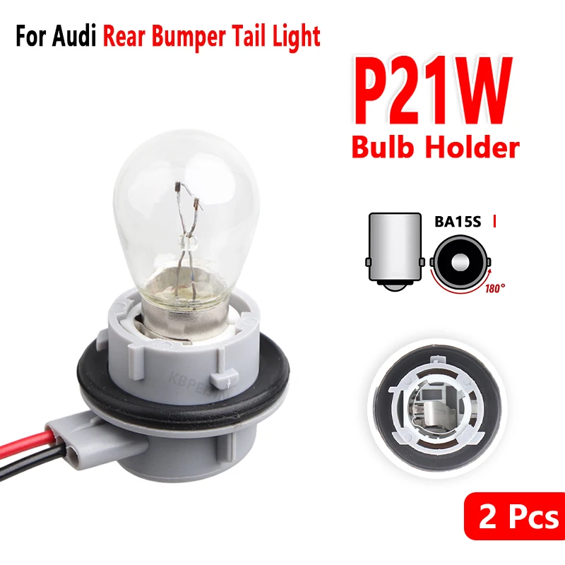 P21W BA15S Bulb Socket Base Holder for Audi Q5 2013 to 2018 Rear Bumper Tail Light Connector Harness Car Accessories 2 Pcs