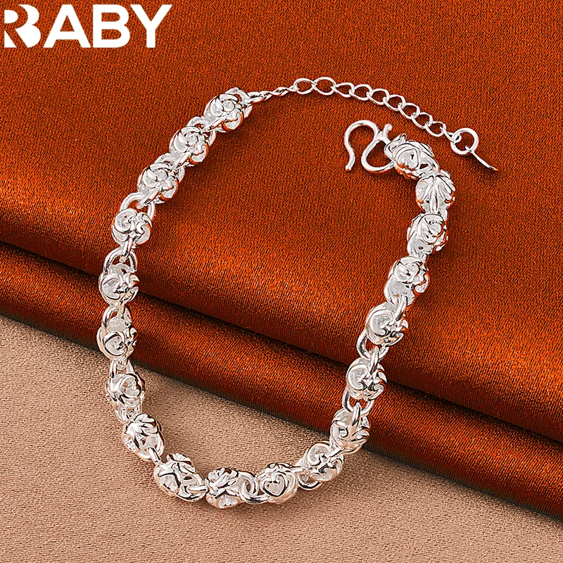 

URBABY 925 Sterling Silver Hollow Beads Bracelet Chain For Woman Fashion Charms Wedding Engagement Party Jewelry Wholesale