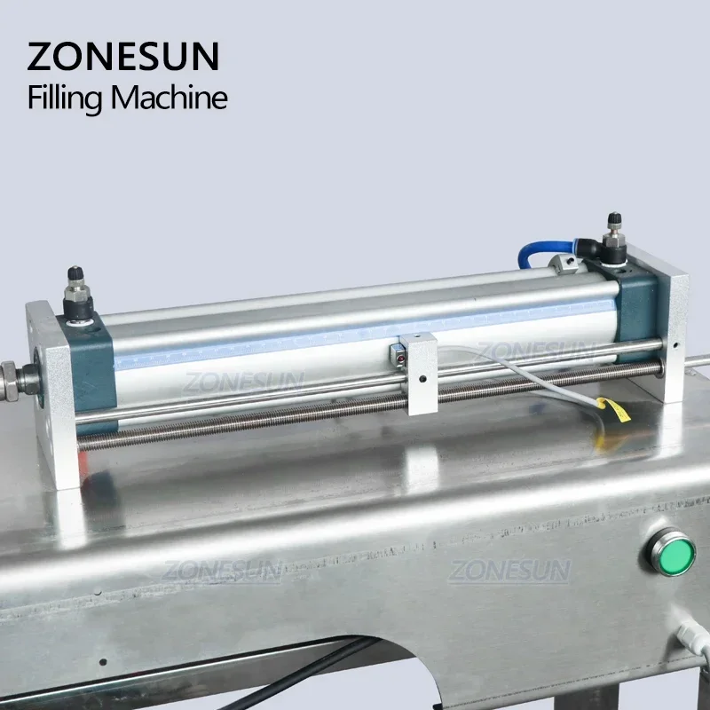 ZONESUN ZS-GY1C 컨베이어 병 필러가있는 공압 자동 액체 페이스트 충전 기계 크림 초콜릿 주스 향수