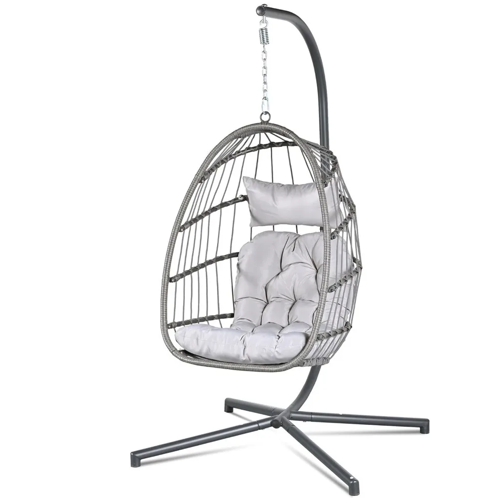

Hanging Egg Chair with Stand - Indoor/Outdoor Swing Hammock Chair with Plush, Washable Cushions, Customized