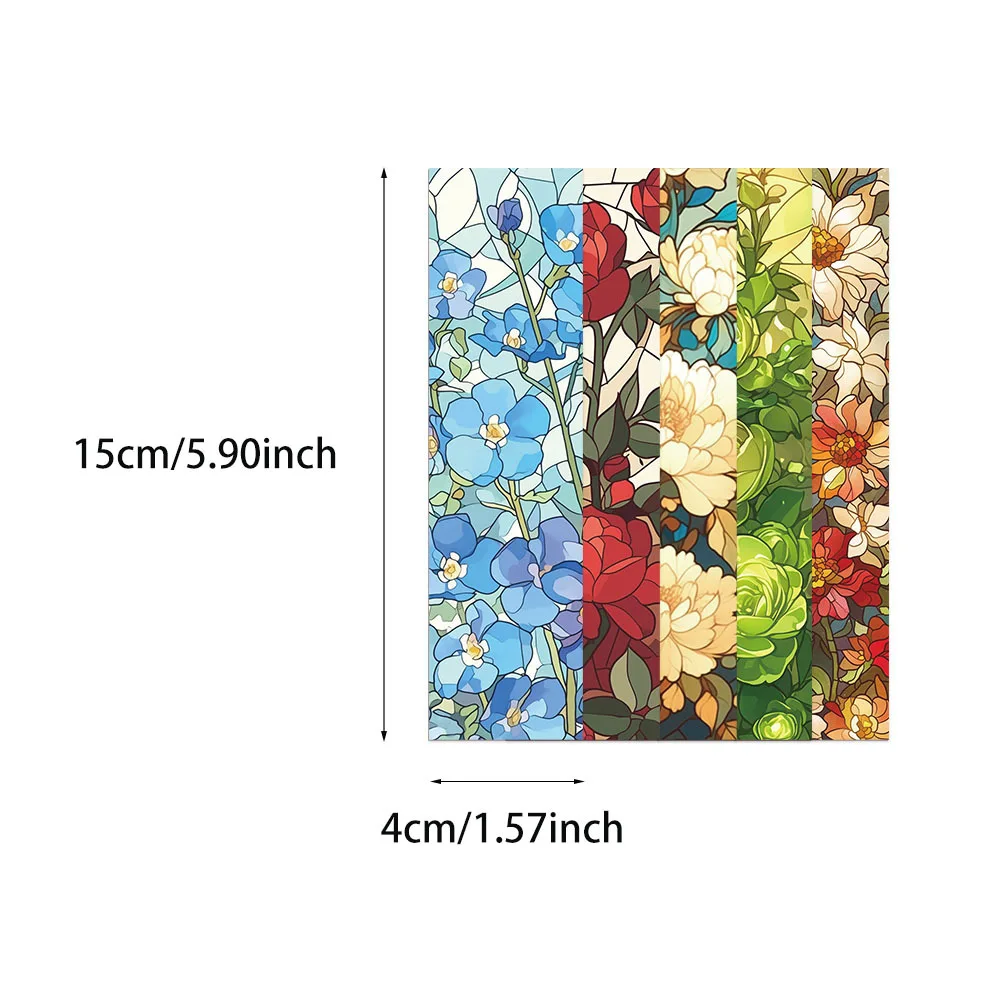 30Pcs Glass Floral Stained Bookmarks Reading Pages Books Tagged Students Stationary Supplies DIY Creative Aesthetic Bookmark