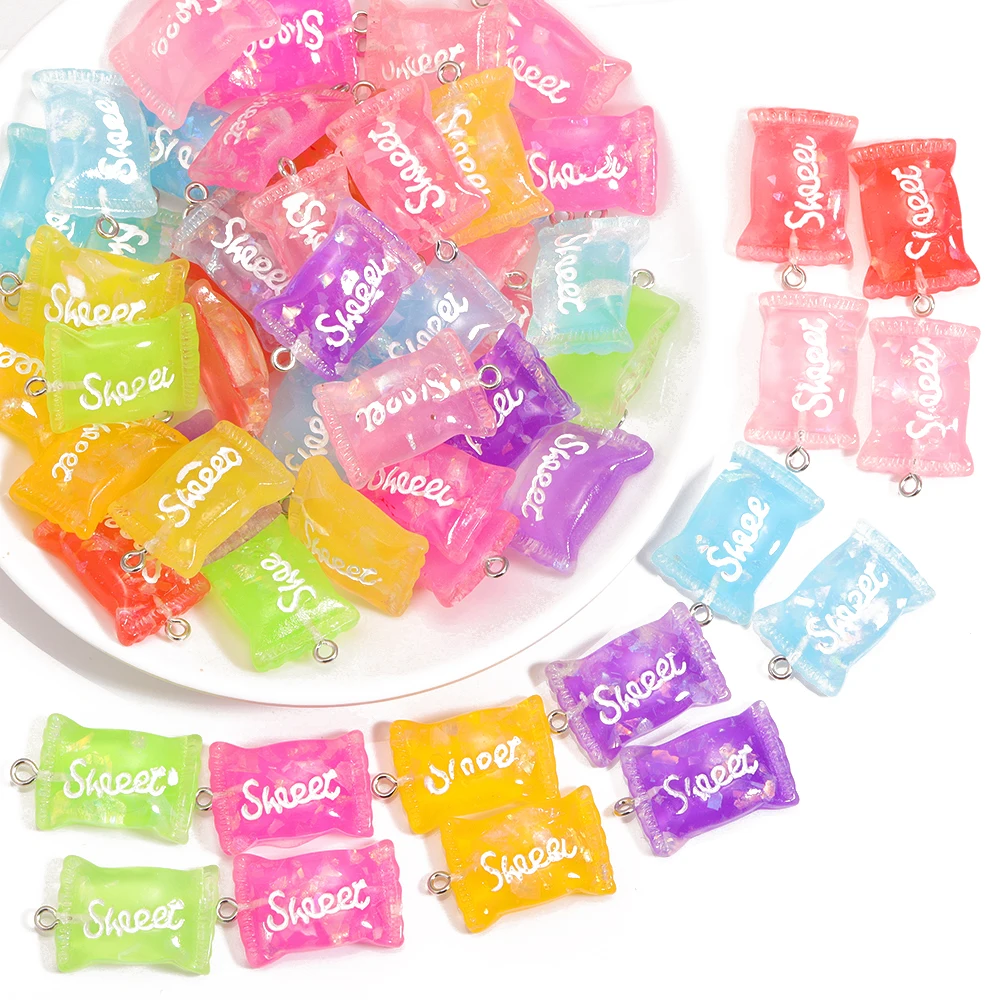 Peixin Mixed 15Pcs Colorful Sweet candy resin Pendant Charm For Women's Necklace Bracelet Keychains DIY Accessory ornamental