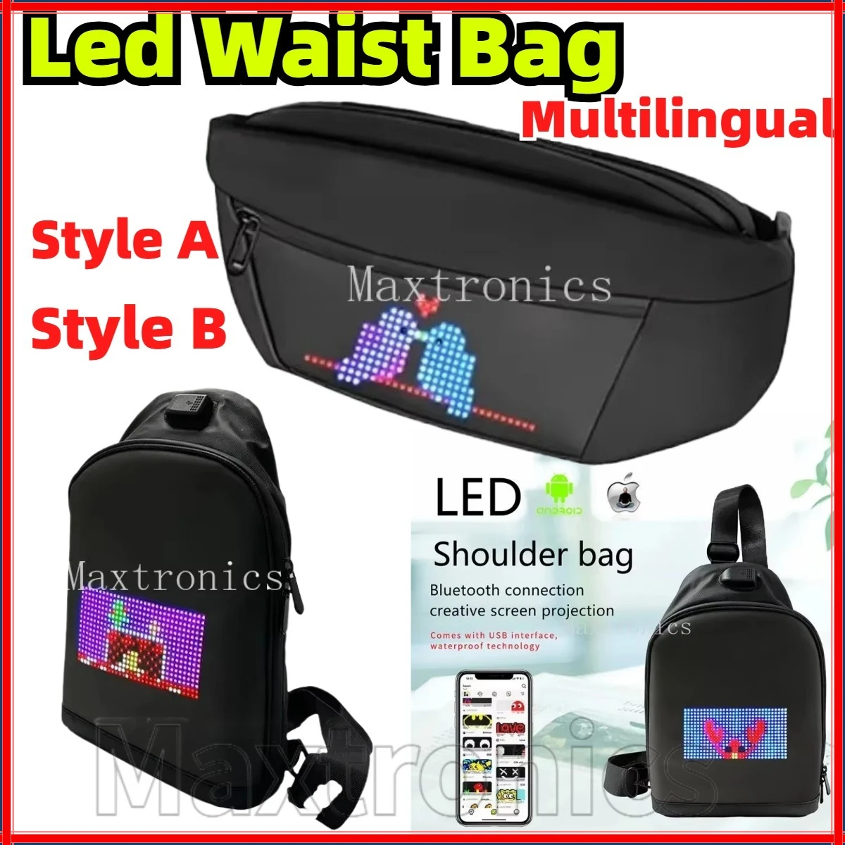 

Women Men Smart Led Waist Bag APP LED Pixel Backpack Multilingual for DIY Graffiti Dynamic Shoulder Bag Chest Bag Led Display