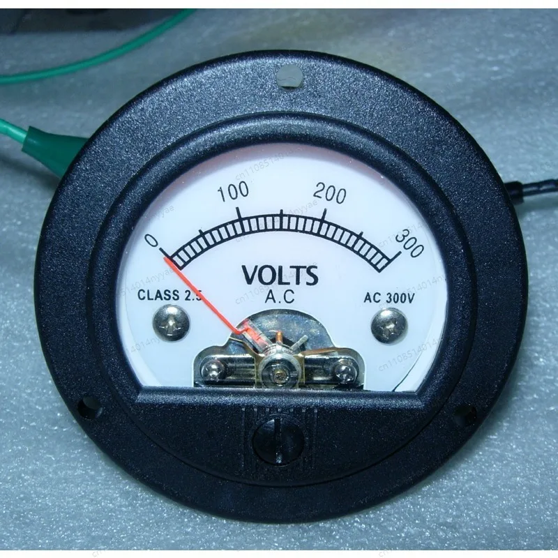 S52 Round Black Pointer Meter 220V-300V AC Voltmeter Retro Design Yellow BacklightGoods in stock