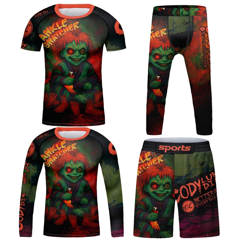 Kid's MMA Muay Thai Jiu Jitsu Sportswear Boys Boxing Sport Suit Training Running Set Children Tracksuit Gym Clothing Rashguard
