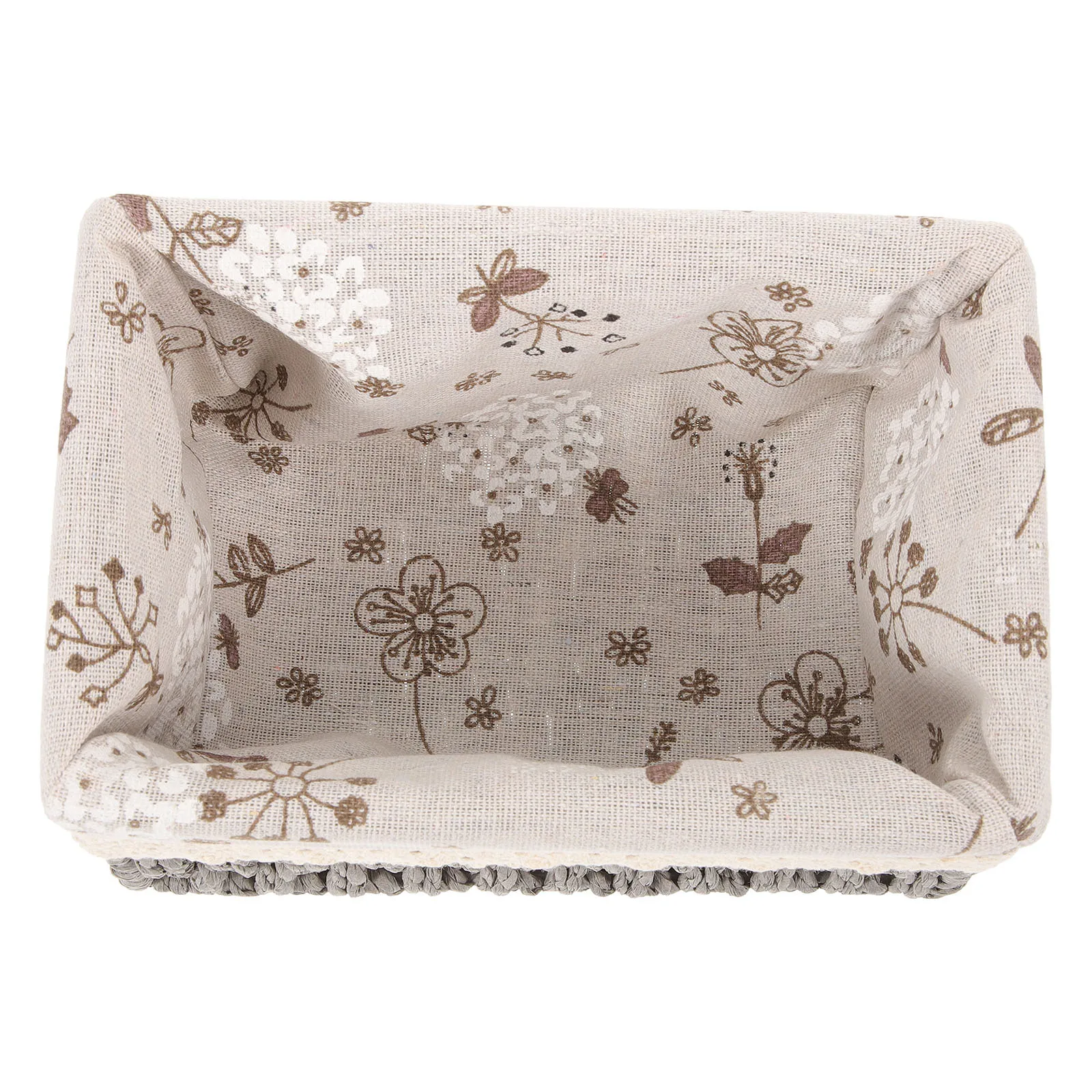 

Rustic Woven Storage Basket Lined Desktop Organizer Multipurpose Sundries Holder for Home Office Bedroom Supplies