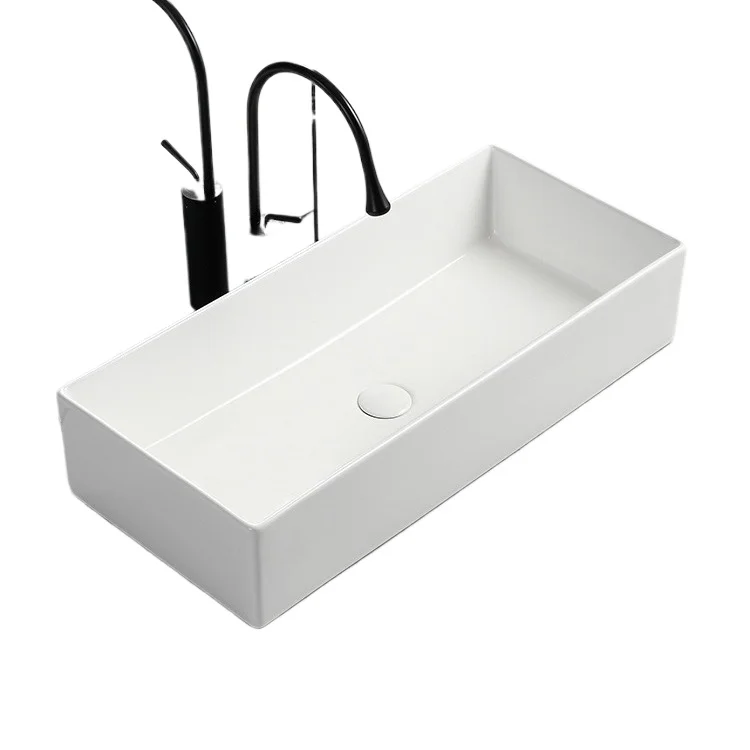 

Hotel wash size table basin narrow side rectangular small ceramic face wash household balcony