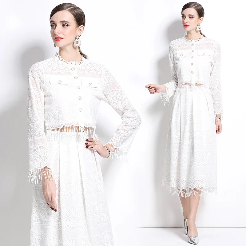 

Spring New Reduced Age Long Sleeved Short Top Versatile Umbrella Skirt Fashionable 2 Piece Sets Womens Outfits 2025 Vestidos