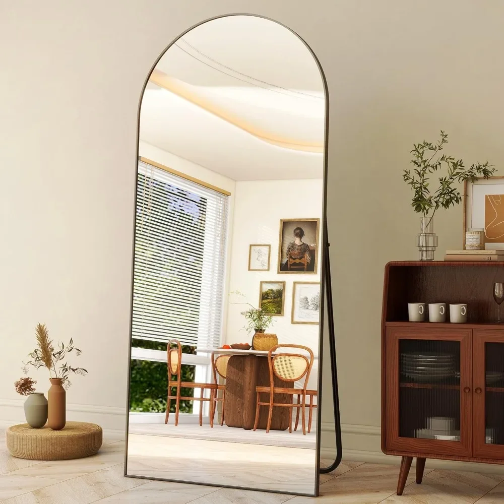 HARRITPURE 76"x34" Arched Full Length Mirror Free Standing Leaning Hanging Mounted Aluminum Frame Modern Simple Home Decor for