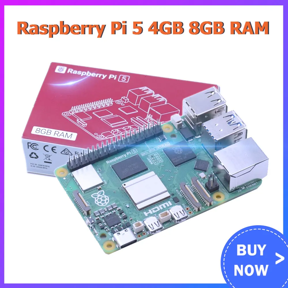 Official Original Raspberry Pi 5 4GB 8GB RAM Development Board Case Cooling Fan Cooler Optional