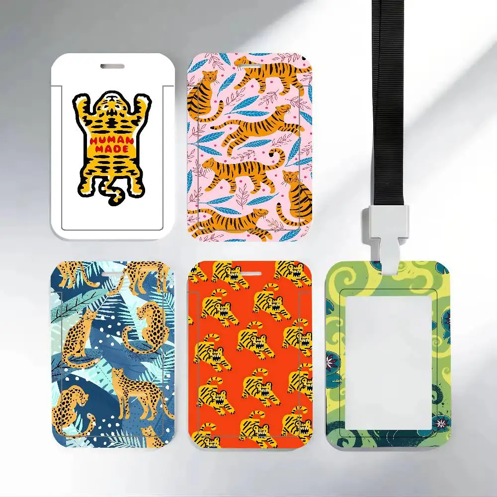 Animal Tiger Clear ID Card Holder Lanyard Neck Strap Badge Case Door Credit Card Protector Daily Gift