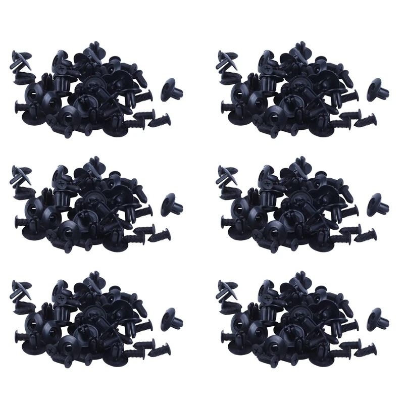 150 Pcs Plastic Push In Bumper Fender Door Rivets Clip 8Mm Hole Black