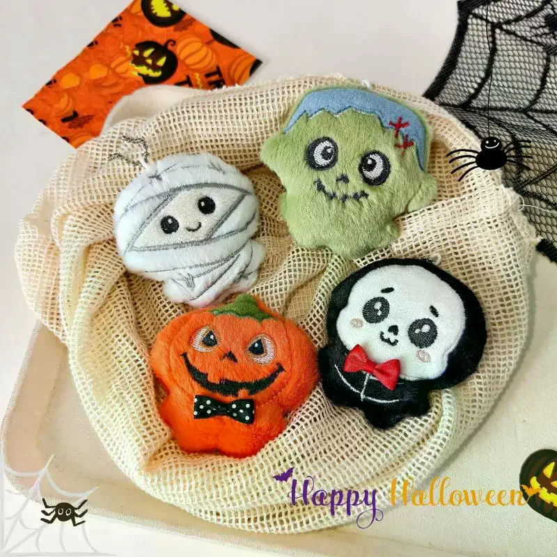 Cute Halloween Plush Keychains Cartoon Styles Soft Fluffy For Halloween Party Bag Decor Gifts