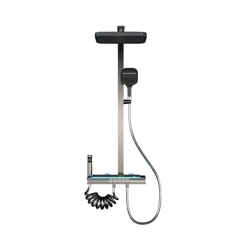 

Space aluminum, digital display, buttons, ambient lights, showers, engineering, household, water dusting, showers, sets