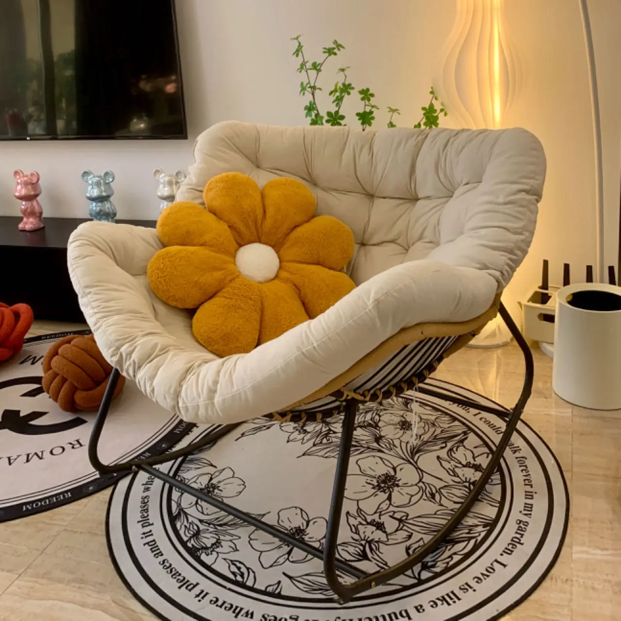 

Rocking chair,JINSHAN Factory Hot Sale Living Room Rocking Chair Thick Cushion Metal Rocking Chair Indoor Metal Rocking Chair Ch